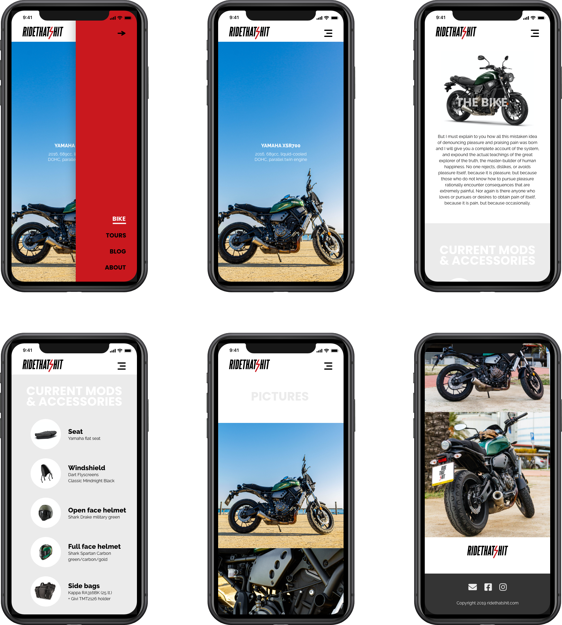 Ridethahtshit - UI design mobile version